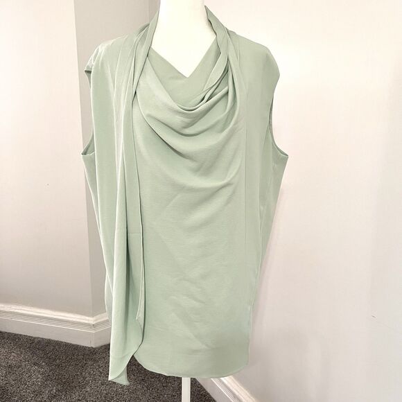 MM Lafleur Ismelka Top Size XL Sleeveless Built In Wrap Scarf Pale Green - Picture 2 of 11